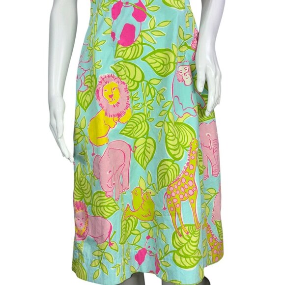 Lilly Pulitzer Womens Sabrina Dress Tie Back Owl Lion Giraffe Elephant Size 2 - Picture 5 of 13